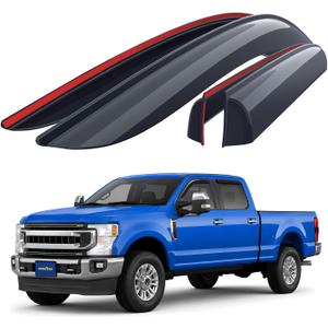 Goodyear Shatterproof Window Deflectors for Ford F250 to F550 Super Duty 2017-2026 Crew Cab, Tape-on Rain Guards, Window Visors, Vent Deflector Visor, Car Accessories, 4 pcs. - GY008899
