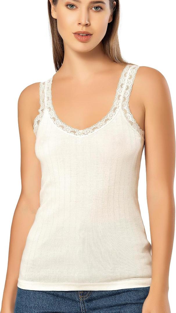 VAVONNE Camisole for Women, All Cotton, Airy Soft Comfy Tank Tops Cami Undershirt (XL)