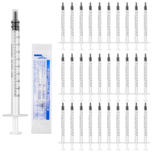 30 Pack 1ml Syringes for Liquid- Plastic Syringe without Needle, Individually Packaging Colostrum Collection Syringes for Scientific Labs, Colostrum Collection, Feeding Pets, Home Use - White