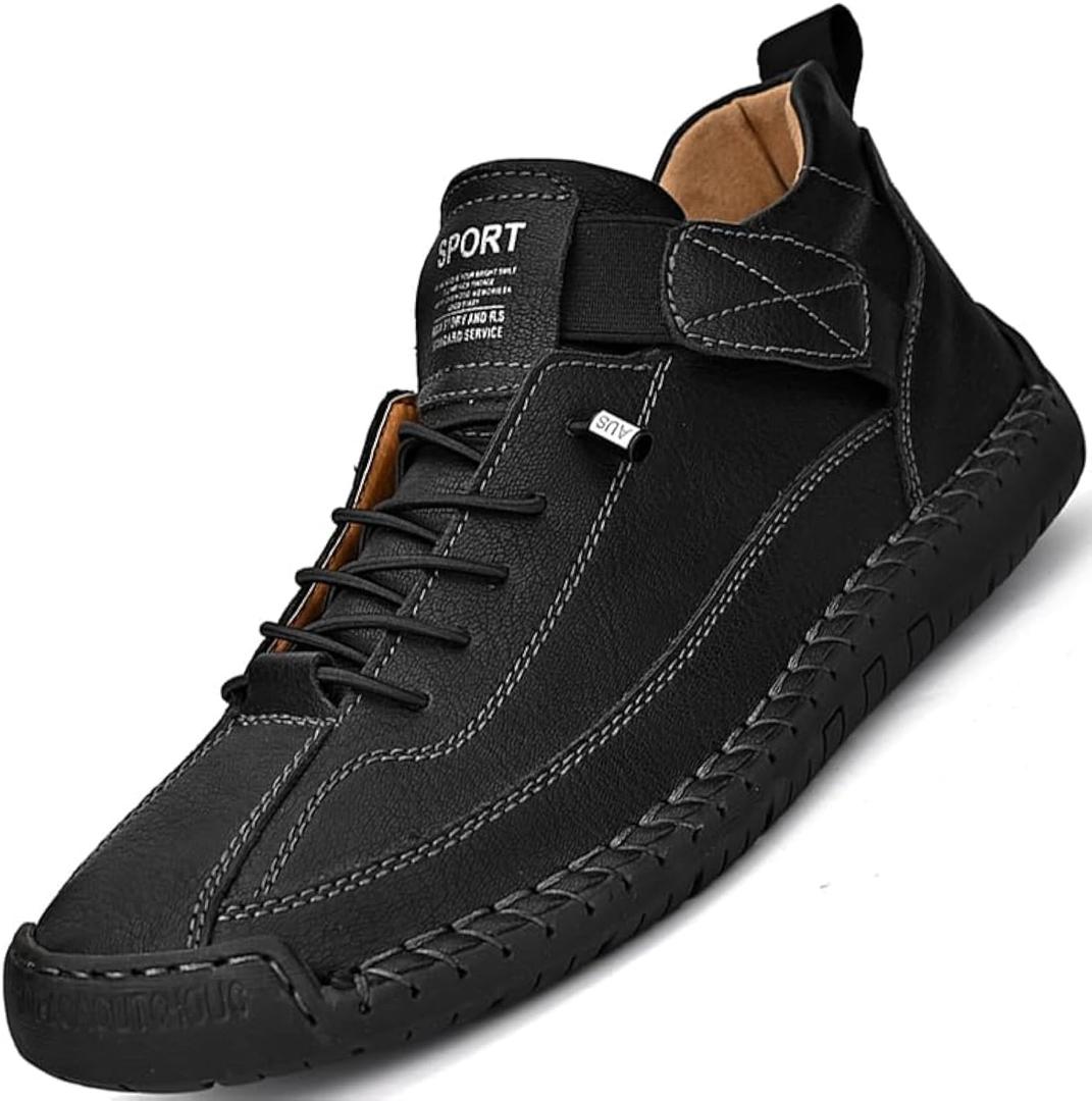 LZDZN Mens Leather Shoes for Men Loafers Casual Dress Driving Men's Boat Black Brown Khaki Blue Green Big Size Male Handmade Fashion (8.5)