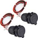 12V Car Cigarette Lighter Socket Waterproof and Dustproof plug socket for Car Truck Motobike Boats Marine ATV, with Fuse & 60cm Cable (Black-2PCS)
