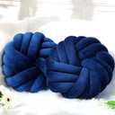 Fumete 2 Pcs 14 Inches Knot Pillow Round Throw Soft Plush Knot Ball Pillow Handmade Knotted Modern Home Decorative Cushion for Bed Bedroom, Sofa, Couch (Royal Blue)
