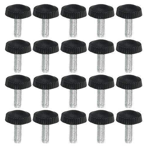 PATIKIL M4x12mm Knurled Thumb Screws, 20 Pack Male Thread Round Clamping Screws Knobs Hand Grip Bolts Mounting Fasteners for Lighting Furniture Hardware Black