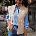 Tankaneo Womens Puffer Vest Sleeveless Open Front Quilted Jacket Lightweight Padded Gilet Coat with Pockets (Pink)