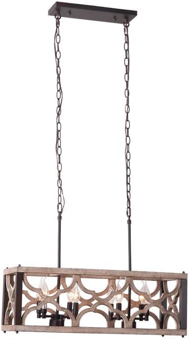 Farmhouse Dinning Pendant Lighting Fixture, Vintage Wooden Ceiling Hanging Lamp for Kitchen Island, Antique Chandelier for Kitchen Dinning Room Bar Warehouse etc.