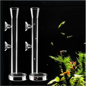 2 x 8 Pcs Shrimp Feeding Tube and Dish,Clear l Glass Fish Feeder Tube Tray for Plant Holder for Aquarium,Fish Tank Feeding Tray (8 inch)