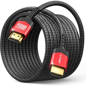 JSAUX 10K HDMI Cable 2.1 15FT 2-Pack 48Gbps 4K Ultra High Speed Cord (8K@60Hz 7680x4320, 4K@120Hz) eARC HDR10 HDCP 2.2 & 2.3 3D, Compatible with PS5/PS4/X-Box/Roku TV/HDTV/Blu-ray/LG/Samsung QLED