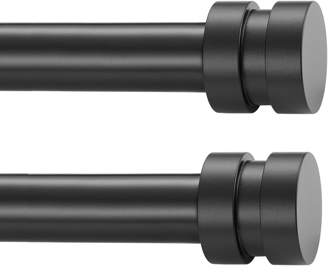 2 Pack Single Curtain Rods, 1Inch Diameter Telescoping Drapery Window Curtain Rod 72-144Inch(6-12ft) Rod Length, Matte Black