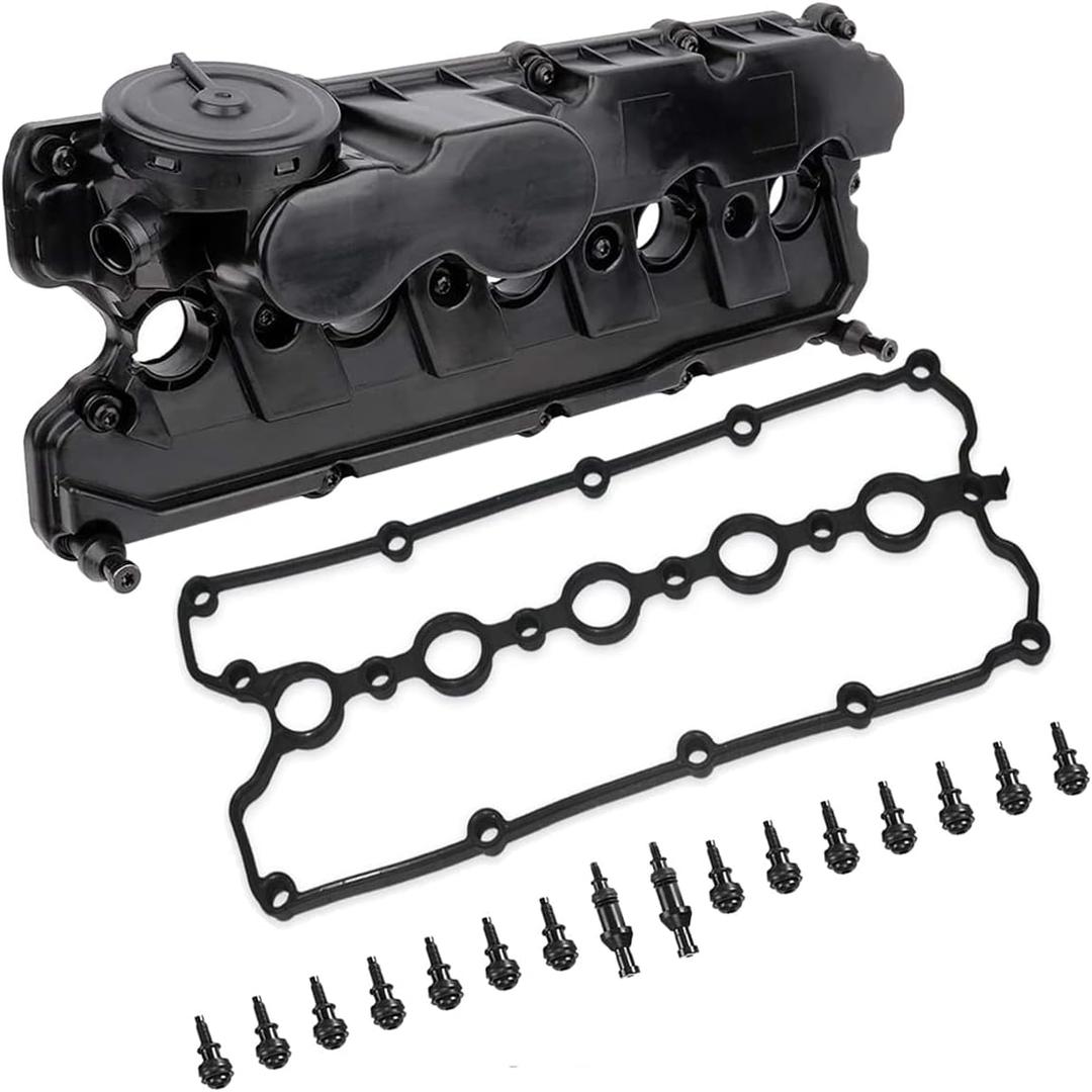 07K103469L Valve Cover Assembly w/PCV Valve Replacement for 2005-2014 VW Jetta Beetle Golf Passat Rabbit 2.5L