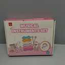 Baby Musical Instruments for Toddlers 1-3, Montessori Wooden Toys for 1 Year Old, Xylophone Maracas Percussion Set with Storage Bag, Learning Toys for Boys Girls Age 2-4, Christmas Birthday Gift, Pink