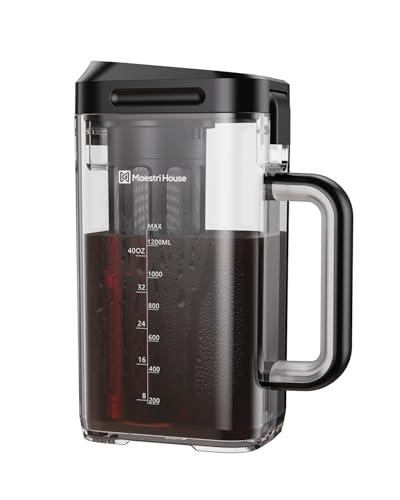 Maestri House Compact Cold Brew Coffee Maker, 40oz Iced Tea and Coffee Maker Brewer Space Saving Tritan Pitcher, 350 Mesh Filter, 100% Leak-Proof : Home & Kitchen