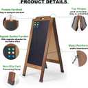 Magnetic Sandwich A-Frame Chalkboard Sign - 40 x 20 Inches, Brown Large Wooden Chalk Board for Sidewalk, Stand up Double-Sided Outdoor Easel Display for Restaurant Cafe Shop Wedding Party or Business