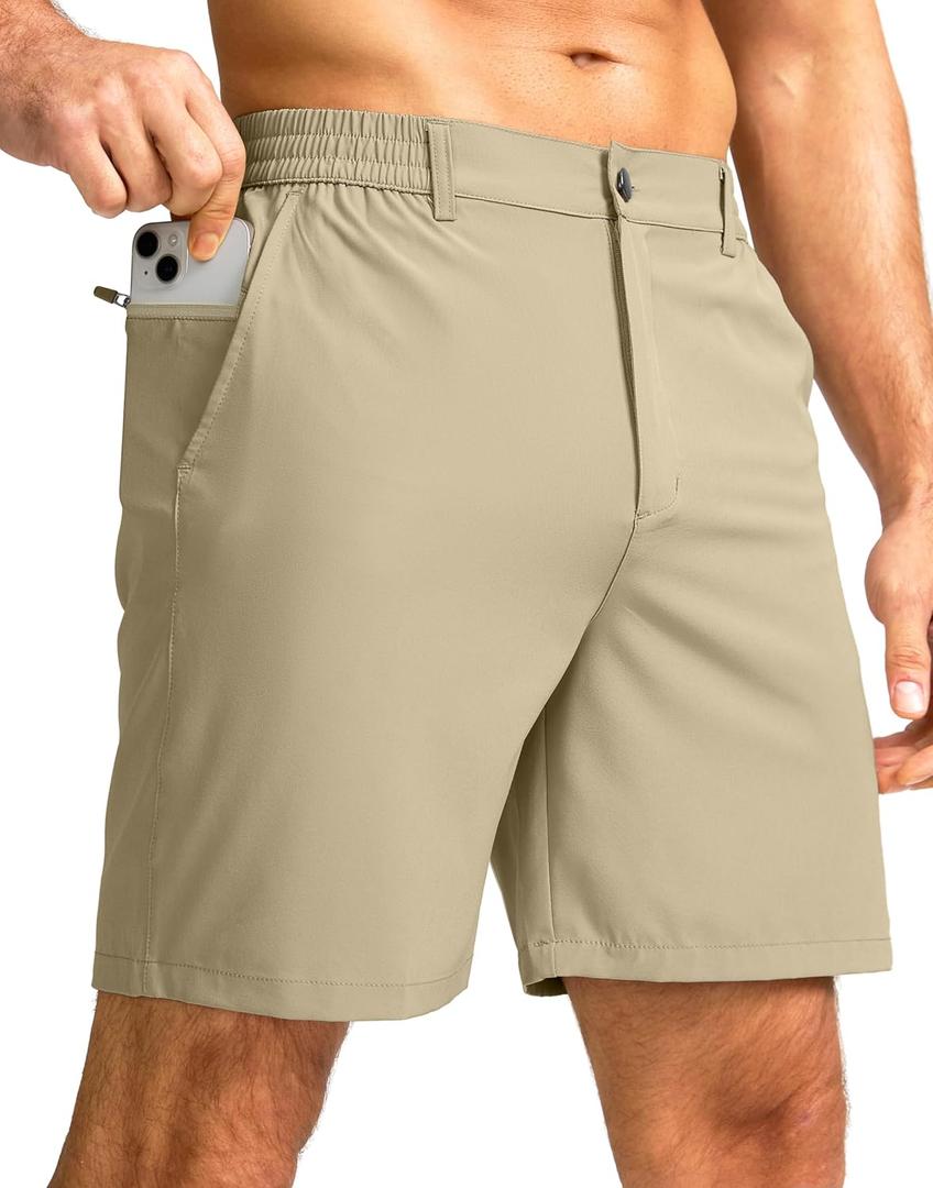 G Gradual Men's Casual Shorts 7" Lightweight Golf Shorts for Men Stretch with 3 Pockets Quick Dry Breathable Work Shorts (L)