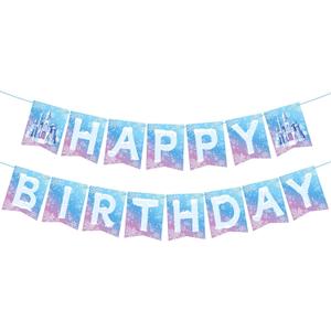 Hooqict Frozen Happy Birthday Banner Birthday Party Decorations Snowflake Party Banner Garland Sign for Kids Girls Boys Winter Wonderland Decorations Christmas Holiday Frozen Themed Party Supplies