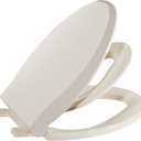 Toilet Seat, Elongated Toilet Seat with Toddler Seat Built in, Potty Training Toilet Seat Elongated Fits Both Adult and Child, with Slow Close and Magnets- Elongated Almond