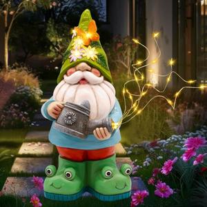 Solar Watering Can Gnome Light Waterproof - Funny Gnome Mother' s Day Gifts for Mom Women Solar Outdoor LED Lights Resin Large Garden Gnomes Statues Decor Lantern Figurines Decorations Indoor Porch (Warm White)