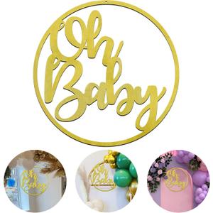 13.8in Oh Baby Sign for Baby Shower Backdrop Gold Wooden Baby Shower Banner Sign for 1st Birthday Backdrop, Oh Baby Wood Sign for Wall Photo Props, Baby Announcements (Gold)