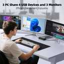 KVM Switch 3 Monitors 3 Computers 8K@60Hz 4K@144Hz, HDMI Displayport Triple Monitor KVM Switches for 3 PC Share 3 Monitor and 4 USB 3.0 Devices, Wired Remote, Power Adapter and USB3.0 Cables Included