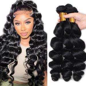 28 30 32 inch Human Hair Bundles Loose Wave Bundles Human Hair Loose Deep Wave Bundle Natural Black Color 150g
