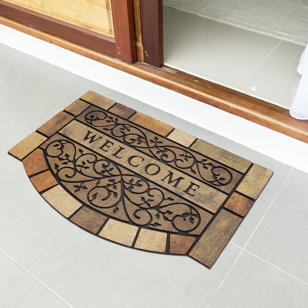 Durable Welcome Door Mats Outdoor, 28"x17" Heavy-Duty Welcom Matt Outdoor for Front Door with Non-Slip Rubber Backing for Front Door High Traffic AreaYellow