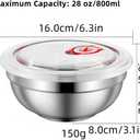 28 Oz Stainless Steel Large Bowls Set of 6, Metal Double-walled Insulated Noodle Soup Bowls with Lids for Adult, Dishwasher Safe and Unbreakable