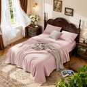 LBRO2M 1000 Thread Count 100% Egyptian Cotton Sheets Set Queen Size, 4 Piece Sets Bed Sheet Deep Pocket Sheet Set 16" Soft Comfortable All Season (Queen, Pink)