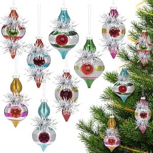 Soulchen Set of 8 Vintage Glass Christmas Ornaments 5'' Antiqued Ball Mercury Rustic Christmas Tree Drop Finial Ornaments for Xmas Trees Wreaths & Garland Farmhouse Indoor Home Retro Decor
