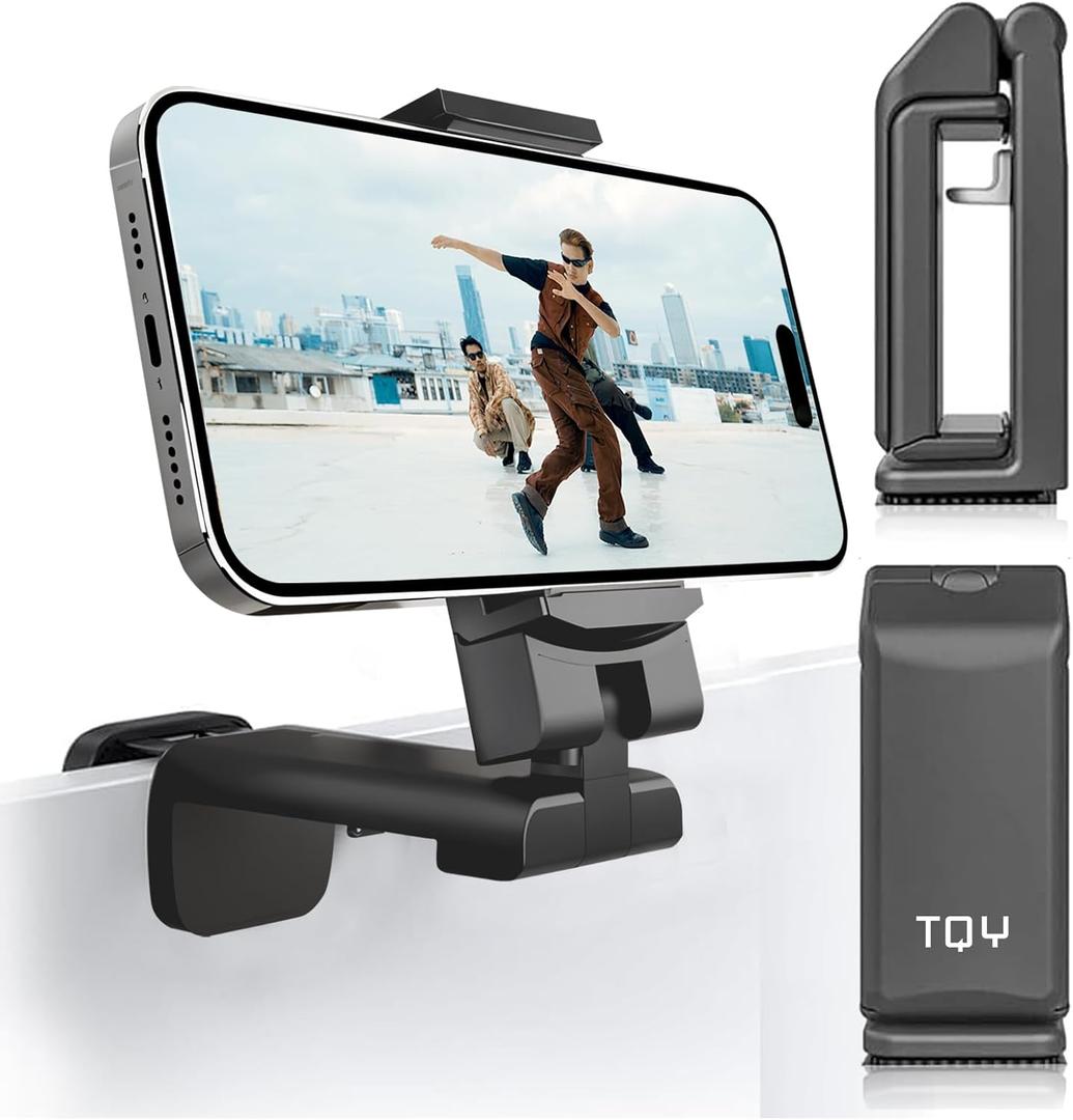 Airplane Phone Holder, 360 Rotation Travel Mount Clip, Portable Foldable Airplane Essentials Phone Holder for Tray Table, Travel Airplane Essentials for Women and Men and Toddlers, Voyage Gadget