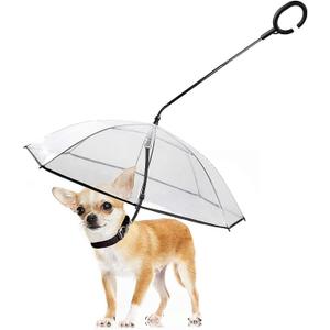 LESYPET Dog Umbrella for Small Dogs, Clear Puppy Umbrella with Adjustable Rope Leash for Rainy Walking, 27'' Diameter