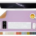 YSAGi Double-Sided Desk Pad, Leather Desk Mat, Eco Cork Desk Pad Protector,Large Mouse Pad,Waterproof Desk Blotter for Office/Home (Purple+Cork, 47.2" x 23.6")