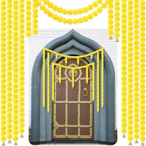 Amazon.com: Riceshoot 10 Pcs Marigold Garland for Decoration Diwali Decor 5 Ft Long Artificial Marigold Flowers with Golden Bell Indian Garland for Pooja Wedding Events Day of The Dead Decor (Yellow)  Home & Kitchen