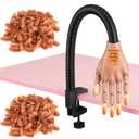 Acrylic Nails Flexible Practice Fake Hand, BORNBYME Nail Training Adjustable Finger Kits, Fake Nails Hands for Nail Beginner Practice with 200 PCS Nail Tips