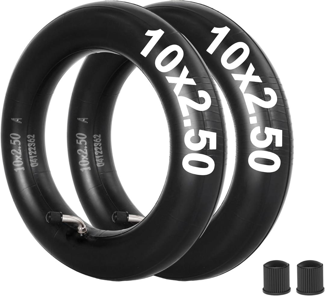 2 Pack 10x2.50 Thicker Butyl Inner Tube with TR87 Bent Valve Stem 10 Inch Inner Tube for Smart Self Balancing Electric Scooter 36v 48v 400w 500w 800w Hub Motor Mijia M365