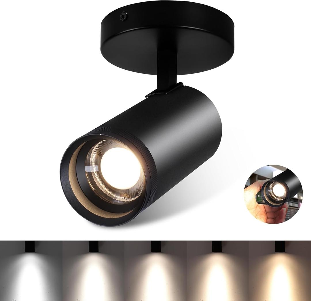 Zoomable Ceiling Spot Lights Indoor 5 Color Adjustable 20W Ceiling Spotlight Fixture Led Flush Mount Directional Black Dimmable Led Spotlight Fixture for Home Wall Art Pictures