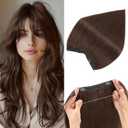 Halo Hair Extensions,S-noilite Halo Hair Extensions Real Human Hair,100% Thick Human Hair Halo Extensions for Women,14 Inch(70g) Dark Brown