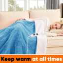 greenoak Heated Blanket Electric Throw 50"X60", Heating Blankets with 10 Heat Levels 8 Hours Auto-Off, Soft Flannel Sherpa Fluffy House Warming Gifts for Grandma Seniors Momt, Pale Blue