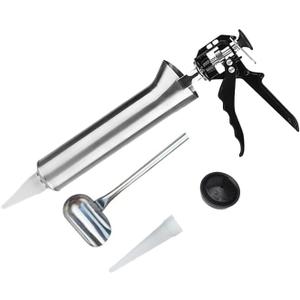 Mortar Pointing Grouting Gun,Cement Caulking Gun Mortar Grouting Tool,Stainless Steel Hand Caulk Gun 2 Nozzles Cement Spray Applicator Tool