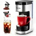 Single Serve Coffee Maker, Brew with K-pod & Ground Coffee, Easy to Brew Hot and Iced Coffee, Quick Brew in 2 Minutes.