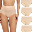 wirarpa Women's Cotton Underwear High Waisted Ladies Panties Full Coverage Briefs 4 Pack  S