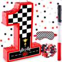 16 Inch Number 1 Race Car Pinata with 16 Inch Piata Stick Blindfold Confetti for Boy Girl Kids 1st Birthday Party Decorations(1st)