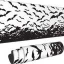 Halloween Bat Mouse Pad Extended Large Gaming Mouse Pad XL Black and White Desk Pad, 28x20