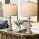 BOBOMOMO Tradition 20" Rustic Table Lamp Set of 2 for Living Room Bedroom Bedside Desk Lamps Bedroom Nightstand Vintage Lamps Linen（Suitable for Decorating Small Areas）