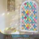 Haton Stained Glass Window Film, Rainbow Window Privacy Film, Decorative Sun Blocking Glass Clings Stickers, Static Cling Colorful Lattice Coverings Decals for Home Door 23.6" x 78.7"