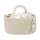 Baby Diaper Caddy Organizer for Girl Boy Cotton Rope Nursery Storage Bin Basket Portable Holder Tote Bag for Changing Table Car Travel Baby Shower Gifts Newborn Registry Must Have Items oatmeal (Regular)