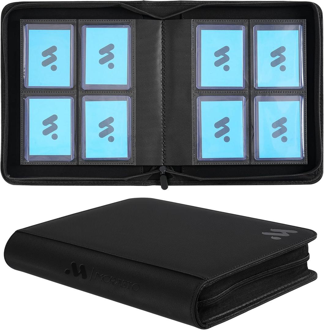 Top Loader Binder, Holds 128 Top Loaders,4 Pocket Top Loader Binders for 3" x 4" Rigid Cards,Card Album Folder for Hard Plastic Top Loaders