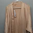 SIORO Women's Satin Robe, Short Bathrobe with V-Neck, 3/4 Sleeves Robe for Bride & Bridesmaids, Wedding Party Sleepwear (XX-Large, Camel)