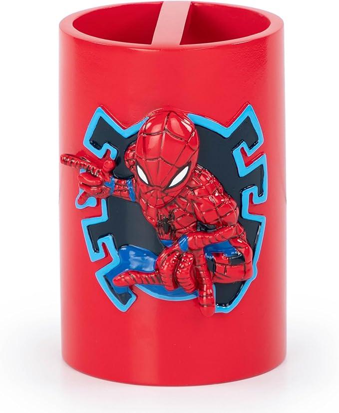 Jay Franco Marvel Spiderman 2 Piece Bathroom Set - Red & Blue Soap Dish & Toothbrush Holder Set - Kids Resin Bathroom Accessories Jay Franco Marvel Spiderman 2 Piece Bathroom Set - Red & Blue Soap Dish & Toothbrush Holder Set - Kids Resin Bathroom Accessories