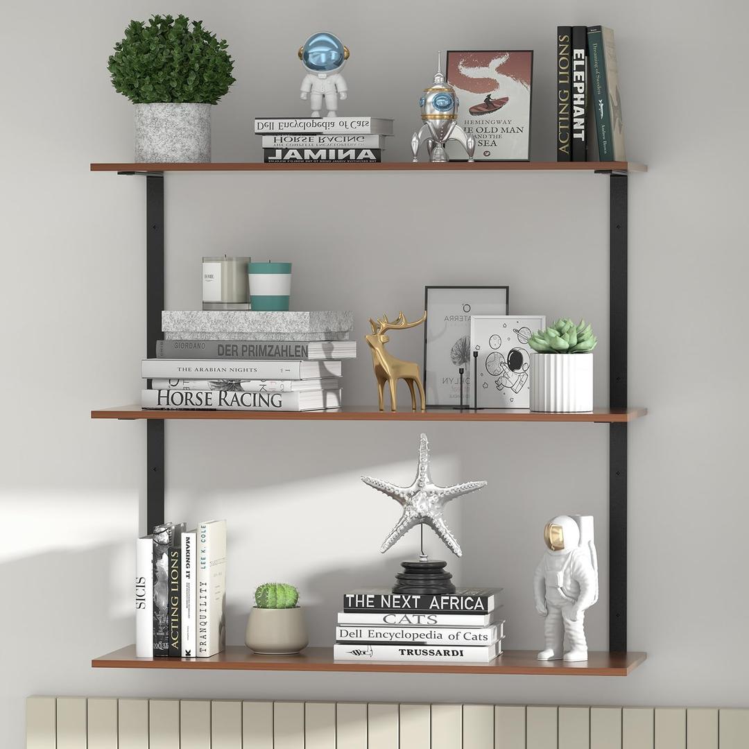 Generic 3-Tier Industrial Floating Shelves, 24" Wall Mounted, Coffee Bar Shelf, Kitchen, Living Room, Bedroom