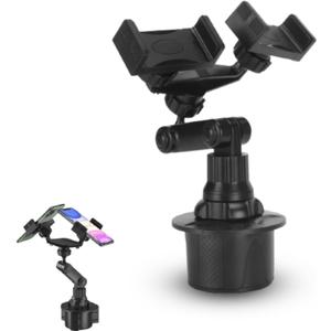 Cup Phone Holder for Car, Phone Mount Dual Cup Phone Holder Mount Adjustable Gooseneck Cell Phones Cup Holders