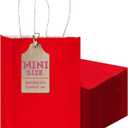 qiqee 50-Packs Red Paper Gift Bags with Handles Bulk 4.5"x2.5"x6" Mini Size Party Favor Bags Multiple Uses